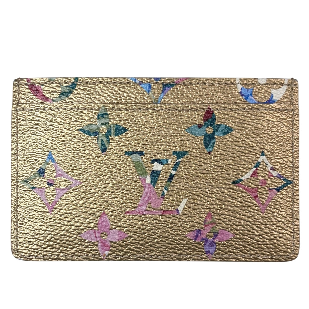 LOUIS VUITTON ルイヴィトン カードケース ボルトカルトサーンプル LVガーデン 名刺入れ 定期入れ モノグラム M81726 PVCコーティングキャンバス グレインカーフレザー ゴールド マルチカラー レディース【中古品】