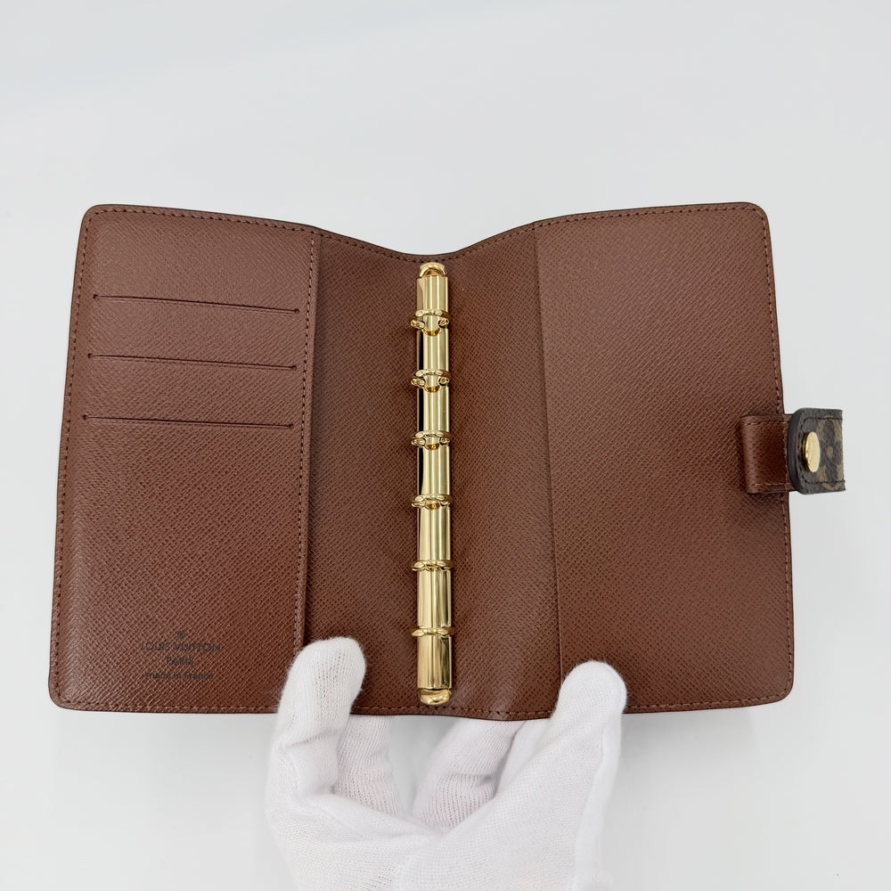 LOUIS VUITTON ルイヴィトン 手帳カバー モノグラム アジェンダPM R20005 ブラウン 茶 ゴールド金具 ユニセックス【中古品】