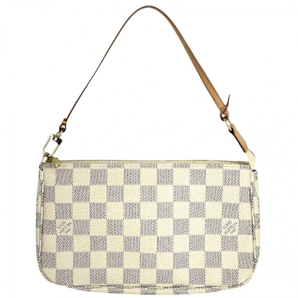 【開店SALE】 LOUIS VUITTON ルイヴィトン ハンドバッグ ポシェットアクセソワール アクセサリーポーチ Pochette Accessoires N41207 ダミエアズールキャンバス ホワイト 白 ゴールド金具 レディース【中古品】