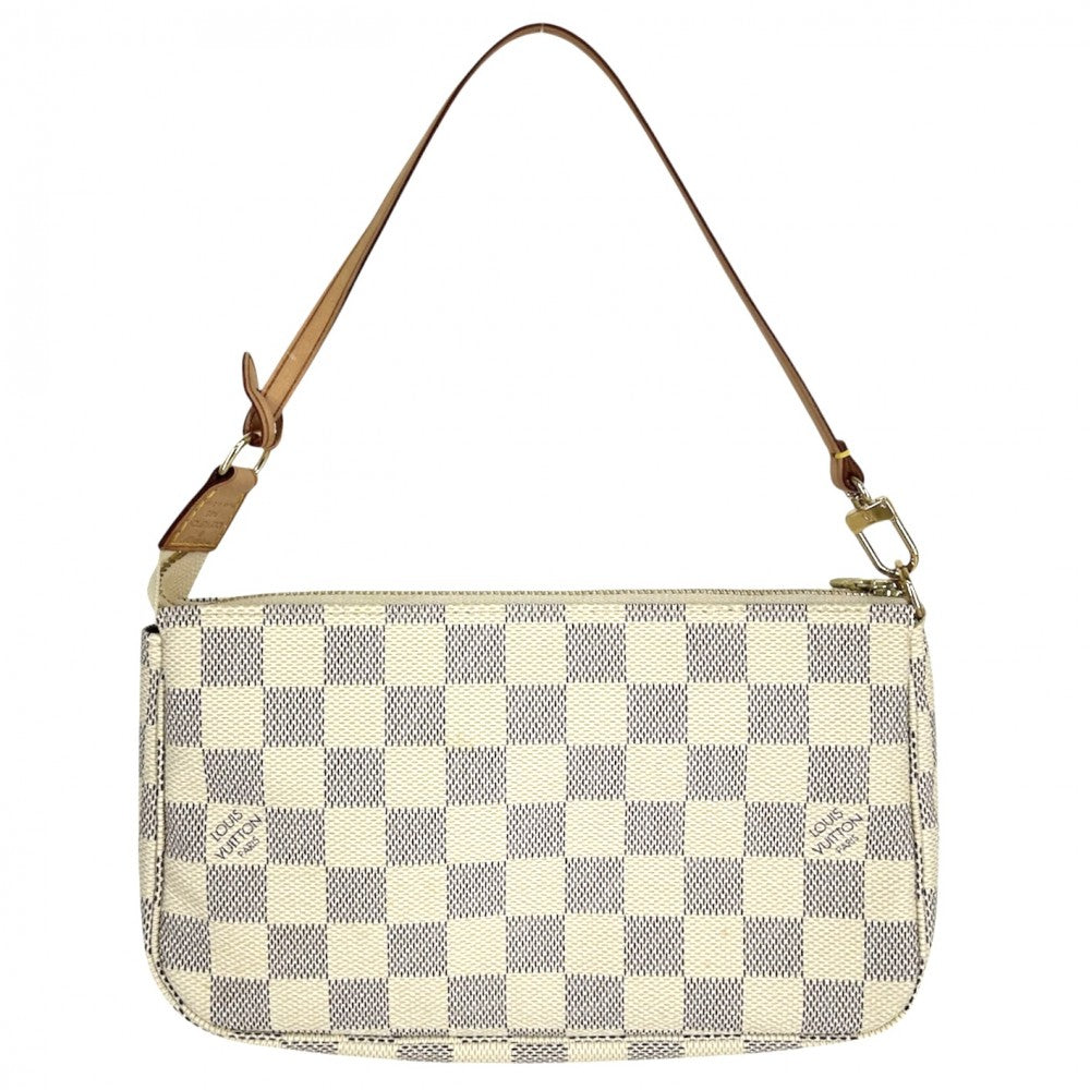 【開店SALE】 LOUIS VUITTON ルイヴィトン ハンドバッグ ポシェットアクセソワール アクセサリーポーチ Pochette Accessoires N41207 ダミエアズールキャンバス ホワイト 白 ゴールド金具 レディース【中古品】
