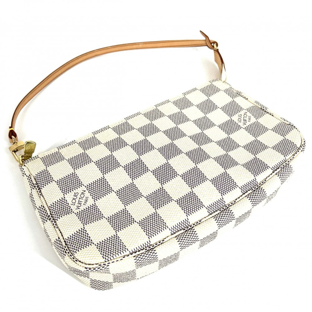 【開店SALE】 LOUIS VUITTON ルイヴィトン ハンドバッグ ポシェットアクセソワール アクセサリーポーチ Pochette Accessoires N41207 ダミエアズールキャンバス ホワイト 白 ゴールド金具 レディース【中古品】