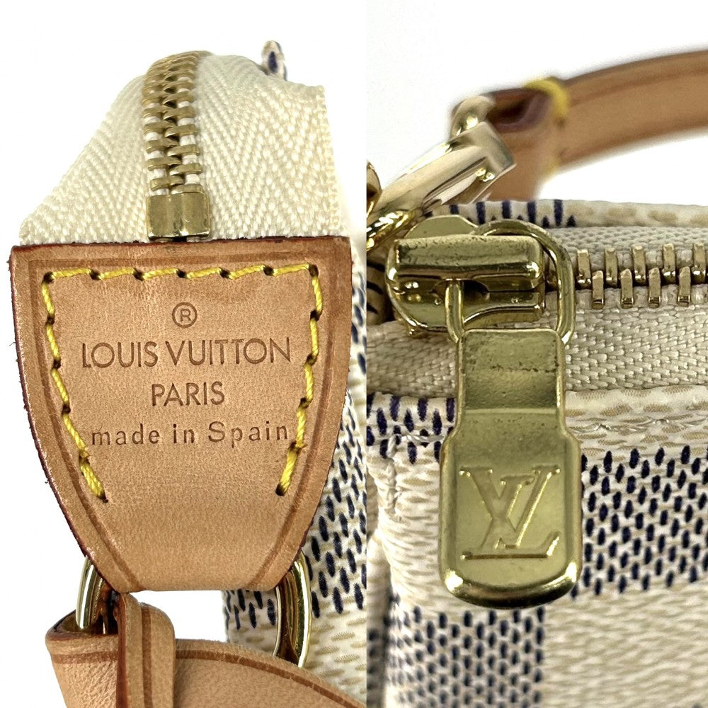 【開店SALE】 LOUIS VUITTON ルイヴィトン ハンドバッグ ポシェットアクセソワール アクセサリーポーチ Pochette Accessoires N41207 ダミエアズールキャンバス ホワイト 白 ゴールド金具 レディース【中古品】