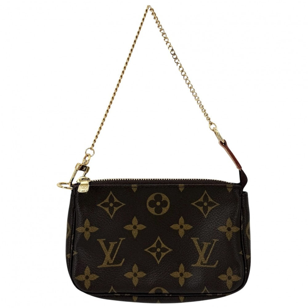 LOUIS VUITTON ルイヴィトン ハンドバッグ モノグラム ミニポシェットアクセソワール アクセサリーポーチ Mini Pochette Accessoires M58009 ブラウン 茶 ゴールド金具 レディース【中古品】