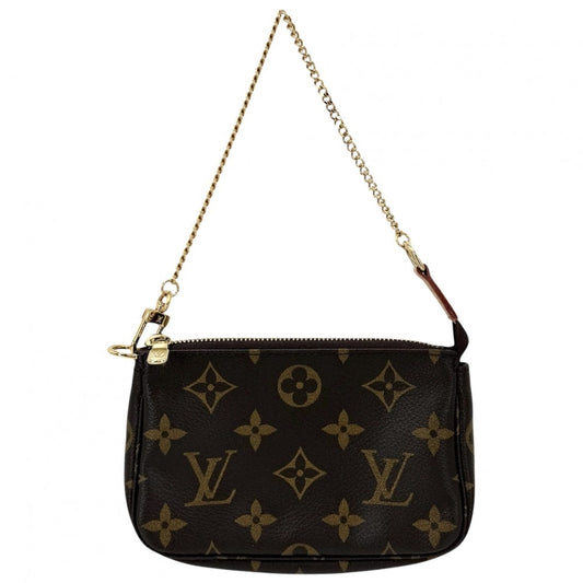 【開店SALE】 LOUIS VUITTON ルイヴィトン ハンドバッグ モノグラム ミニポシェットアクセソワール アクセサリーポーチ Mini Pochette Accessoires M58009 ブラウン 茶 ゴールド金具 レディース【中古品】
