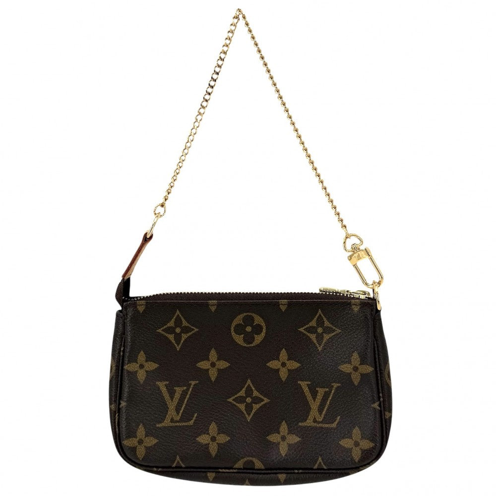 LOUIS VUITTON ルイヴィトン ハンドバッグ モノグラム ミニポシェットアクセソワール アクセサリーポーチ Mini Pochette Accessoires M58009 ブラウン 茶 ゴールド金具 レディース【中古品】