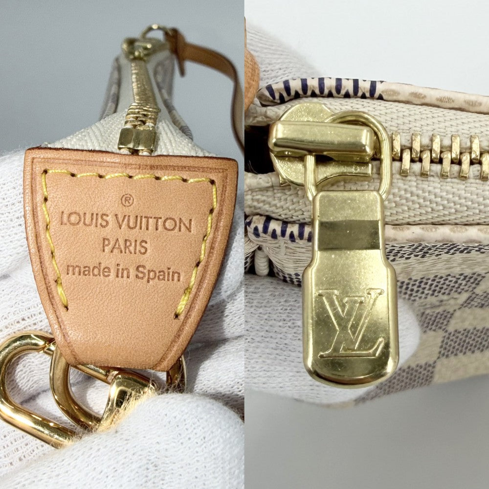 LOUIS VUITTON ルイヴィトン ハンドバッグ ポシェットアクセソワール アクセサリーポーチ Pochette Accessoires N41207 ダミエアズールキャンバス ホワイト 白 ゴールド金具 レディース【中古品】