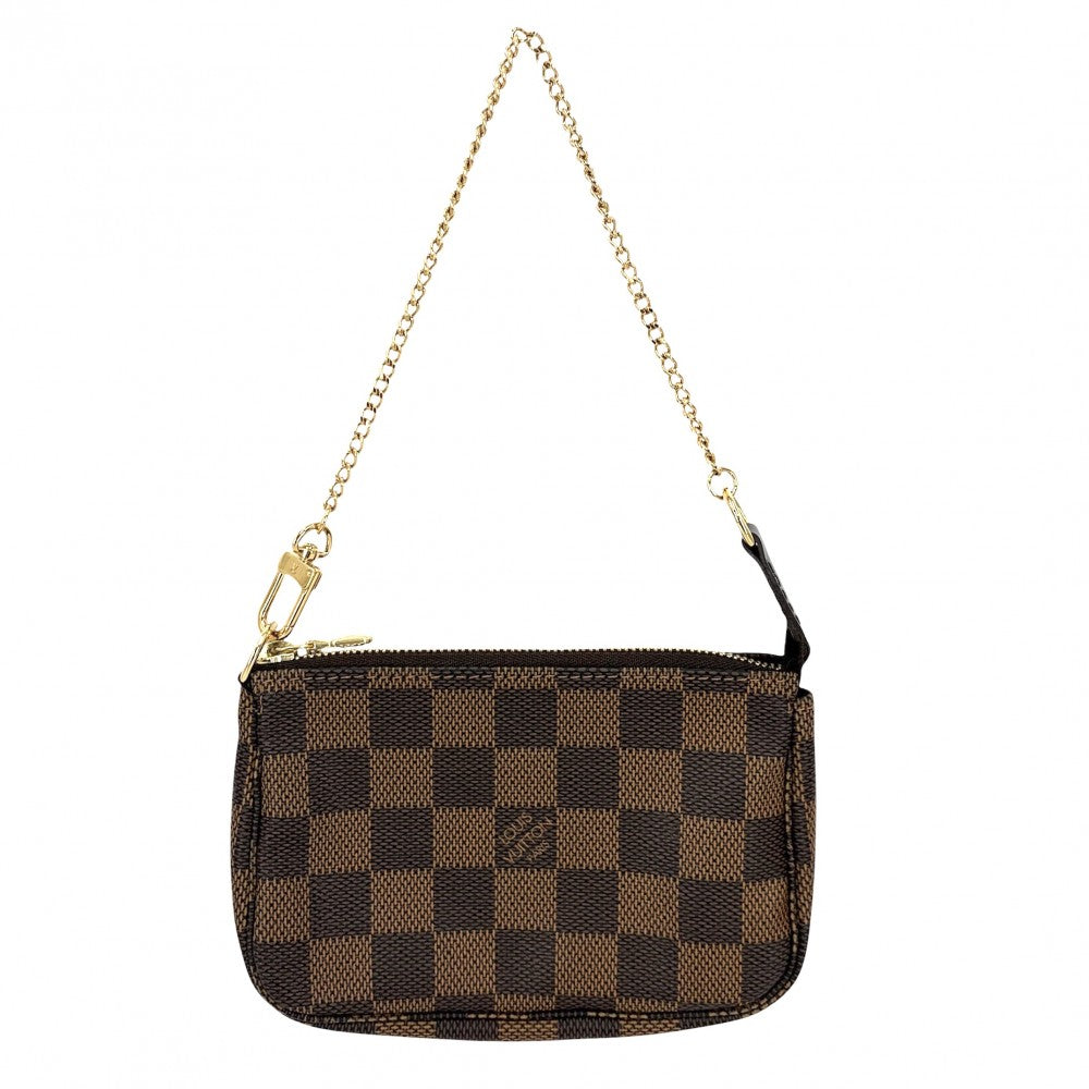LOUIS VUITTON ルイヴィトン ハンドバッグ ミニポシェットアクセソワール アクセサリーポーチ MiniPochette Accessoires N58009 ダミエキャンバス ブラウン 茶 ゴールド金具 レディース【中古品】