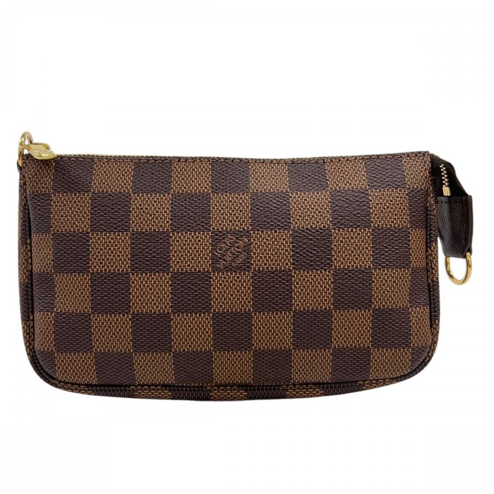LOUIS VUITTON ルイヴィトン ポーチ ダミエ・エベヌ ポシェット・アクセソワール N58009 ブラウン 茶 ゴールド金具 レディース【中古品】