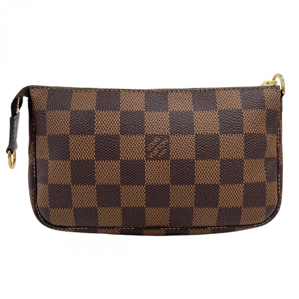 LOUIS VUITTON ルイヴィトン ポーチ ダミエ・エベヌ ポシェット・アクセソワール N58009 ブラウン 茶 ゴールド金具 レディース【中古品】