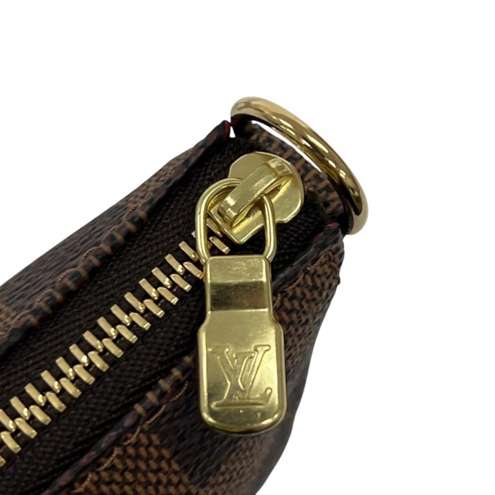 LOUIS VUITTON ルイヴィトン ポーチ ダミエ・エベヌ ポシェット・アクセソワール N58009 ブラウン 茶 ゴールド金具 レディース【中古品】