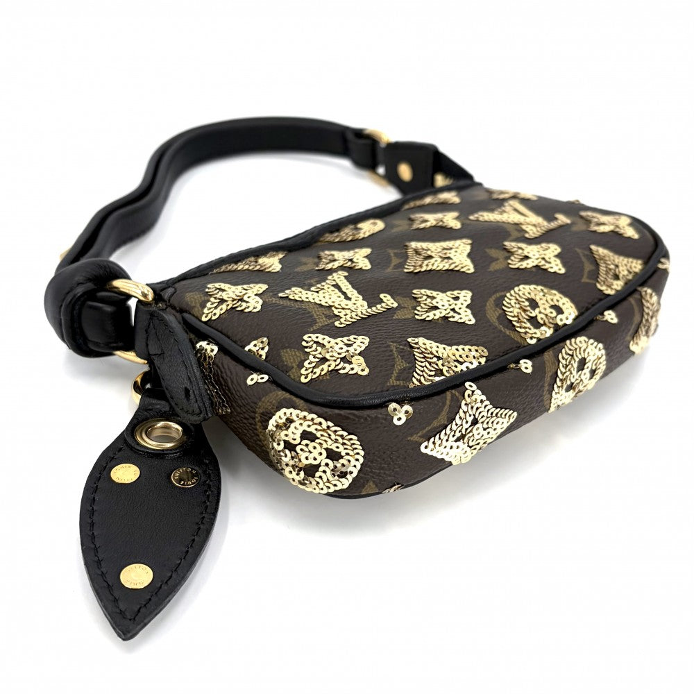 LOUIS VUITTON ルイヴィトン ハンドバッグ モノグラムエクリプス スパンコール ミニポシェットアクセソワール M60125 ブラウン 茶 ブラック 黒 ゴールド金具 レディース【中古品】