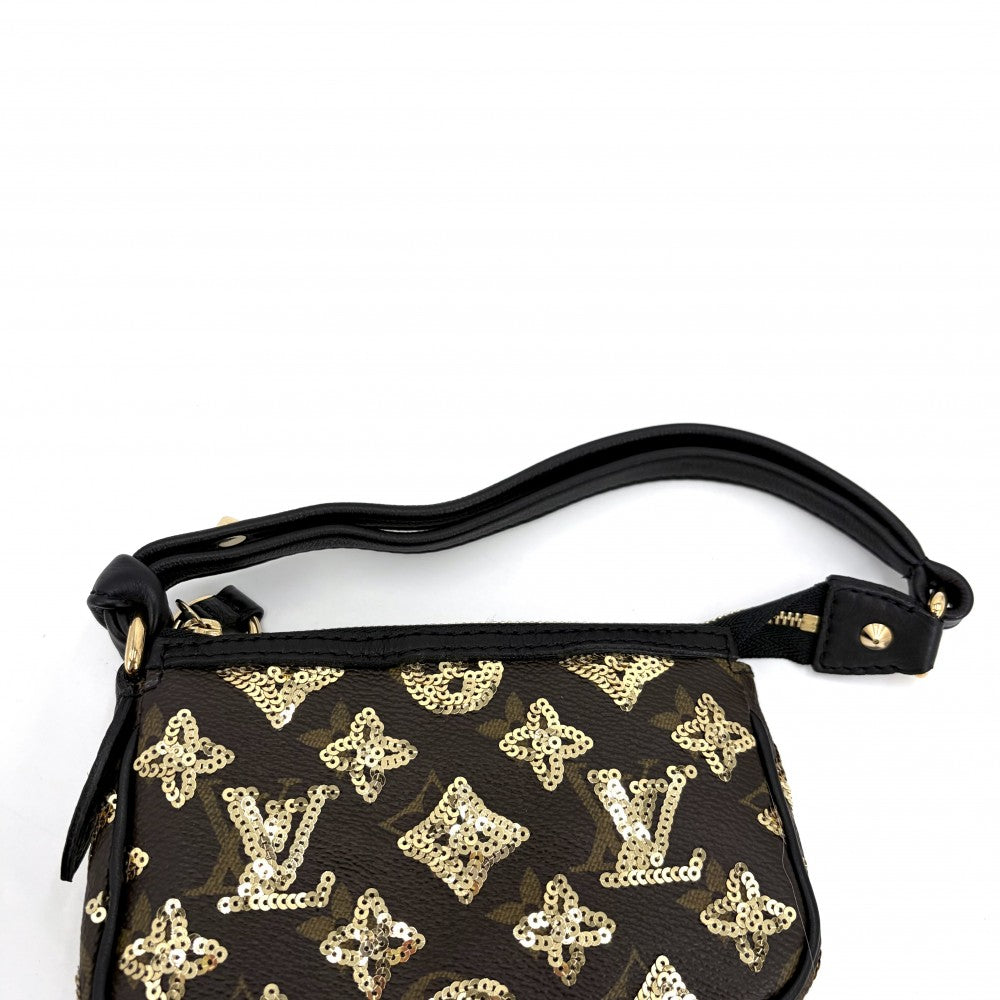 LOUIS VUITTON ルイヴィトン ハンドバッグ モノグラムエクリプス スパンコール ミニポシェットアクセソワール M60125 ブラウン 茶 ブラック 黒 ゴールド金具 レディース【中古品】