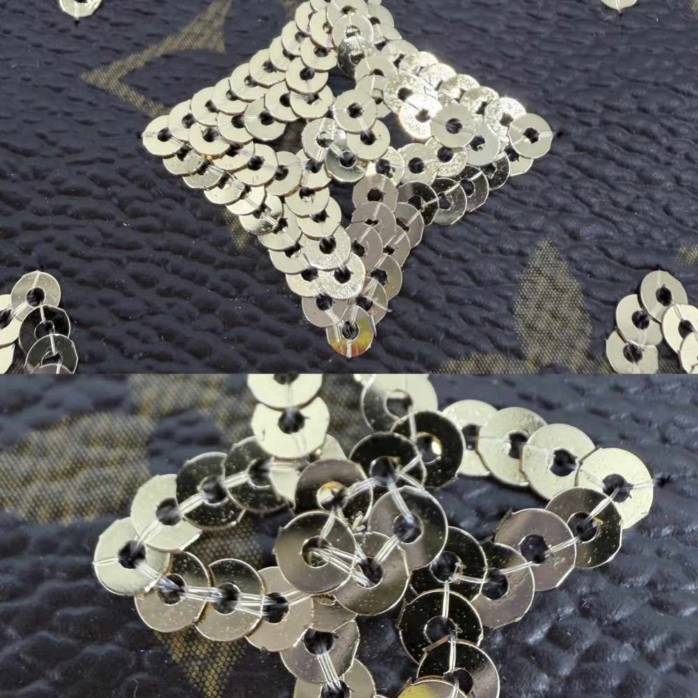 LOUIS VUITTON ルイヴィトン ハンドバッグ モノグラムエクリプス スパンコール ミニポシェットアクセソワール M60125 ブラウン 茶 ブラック 黒 ゴールド金具 レディース【中古品】