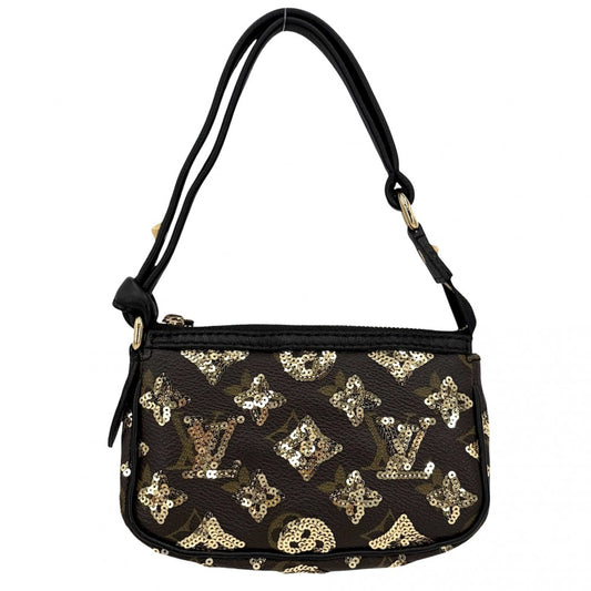LOUIS VUITTON ルイヴィトン ハンドバッグ モノグラムエクリプス スパンコール ミニポシェットアクセソワール M60125 ブラウン 茶 ブラック 黒 ゴールド金具 レディース【中古品】