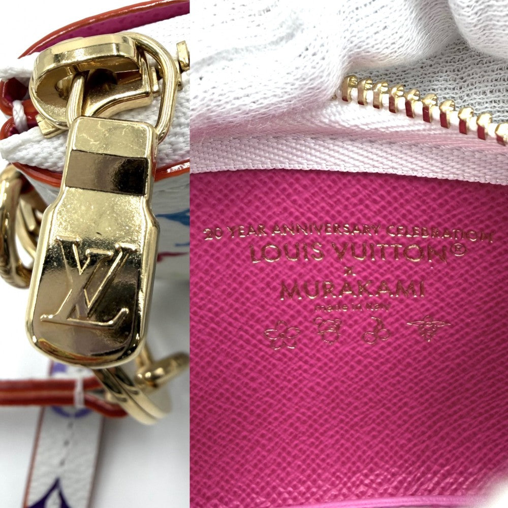 LOUIS VUITTON ルイヴィトン キーホルダー モノグラム 村上隆 フォンホルダー LV×TM 小物 ポーチ M14099 ホワイト 白 マルチカラー ゴールド金具 レディース【中古品】