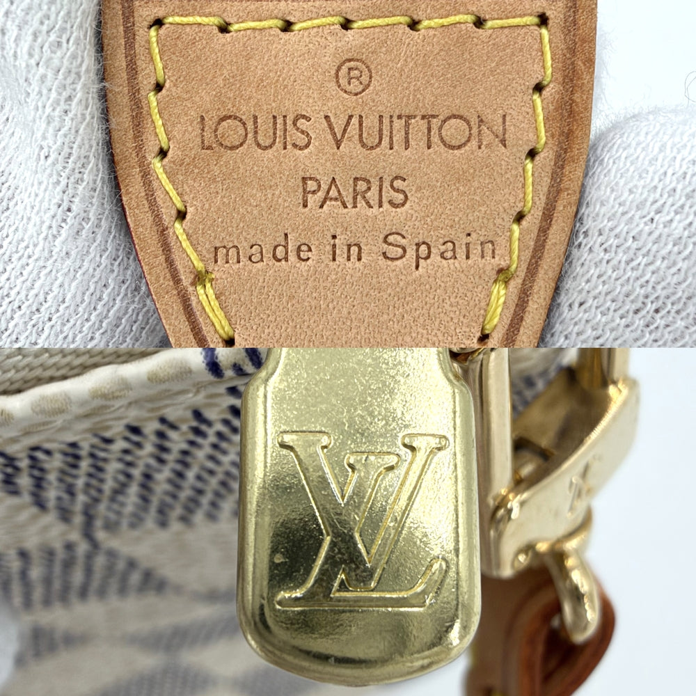 LOUIS VUITTON ルイヴィトン ハンドバッグ ポシェット アクセソワール アクセサリーポーチ N41207 ダミエアズールキャンバス ホワイト 白 ゴールド金具 レディース【中古品】