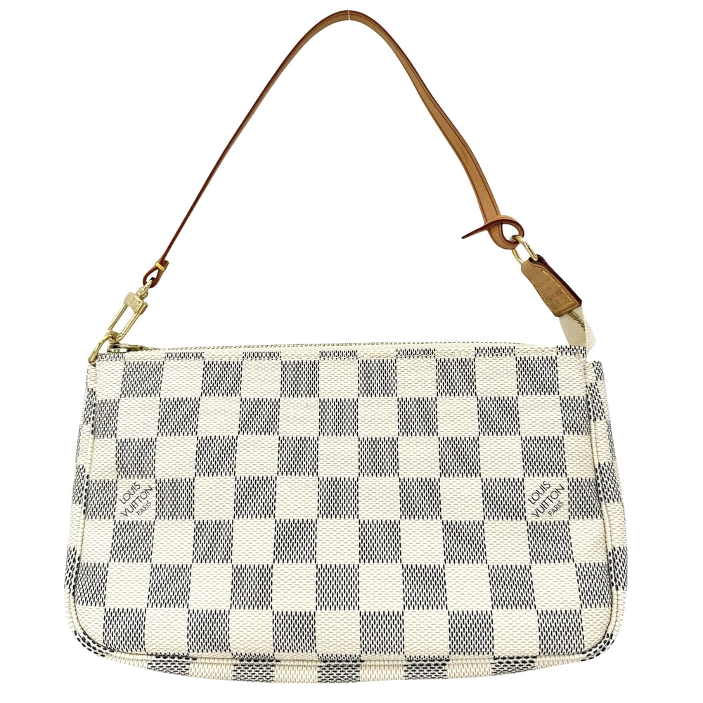 LOUIS VUITTON ルイヴィトン ハンドバッグ ポシェット アクセソワール アクセサリーポーチ N41207 ダミエアズールキャンバス ホワイト 白 ゴールド金具 レディース【中古品】