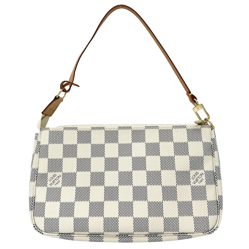 LOUIS VUITTON ルイヴィトン ハンドバッグ ポシェット アクセソワール アクセサリーポーチ N41207 ダミエアズールキャンバス ホワイト 白 ゴールド金具 レディース【中古品】