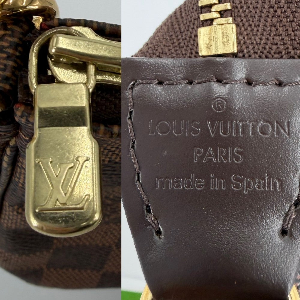 LOUIS VUITTON ルイヴィトン ハンドバッグ ポシェットアクセソワール アクセサリーポーチ N51985 ダミエキャンバス ブラウン 茶 ゴールド金具 レディース【中古品】