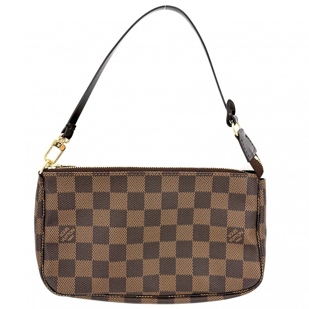 LOUIS VUITTON ルイヴィトン ハンドバッグ ポシェットアクセソワール アクセサリーポーチ N51985 ダミエキャンバス ブラウン 茶 ゴールド金具 レディース【中古品】