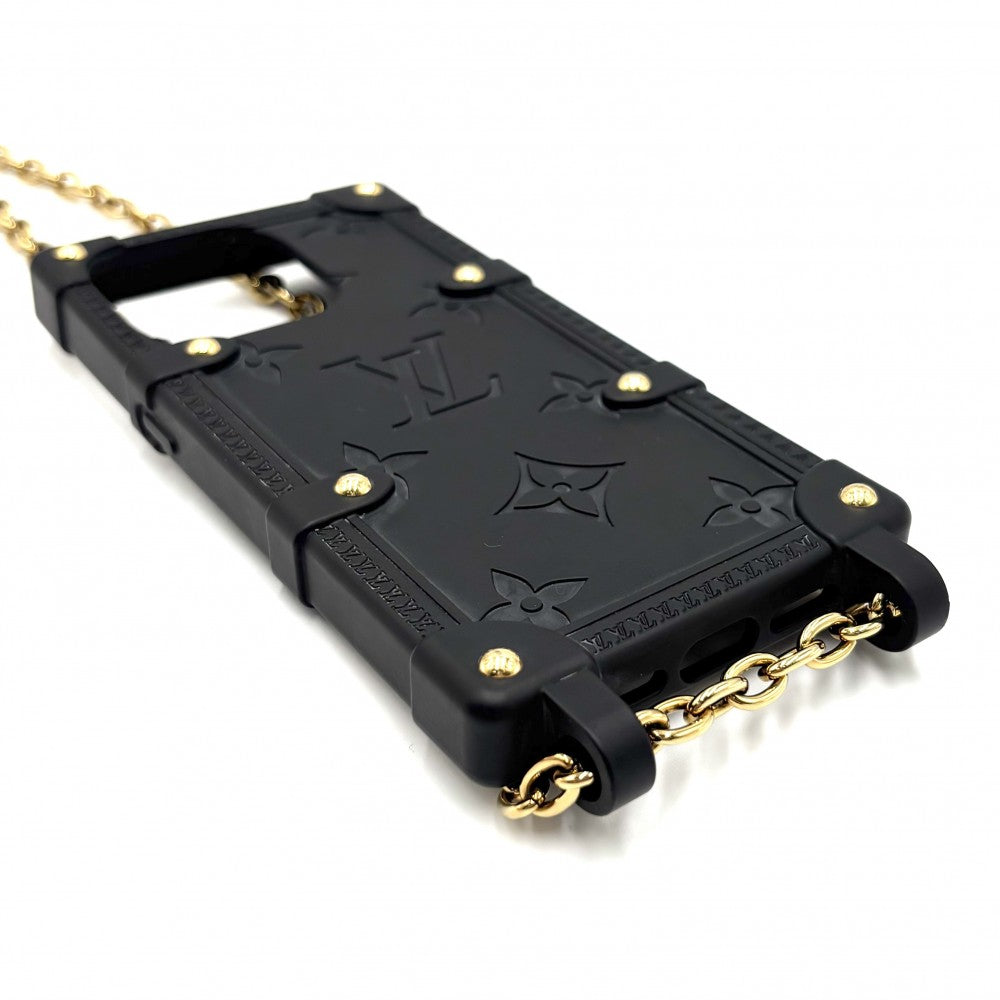 LOUIS VUITTON ルイヴィトン iPhoneケース モノグラム リ トランク IPHONE 14 PRO スマホショルダー フォンケース スマホケース M81997 ブラック 黒 ゴールド金具 レディース【中古品】