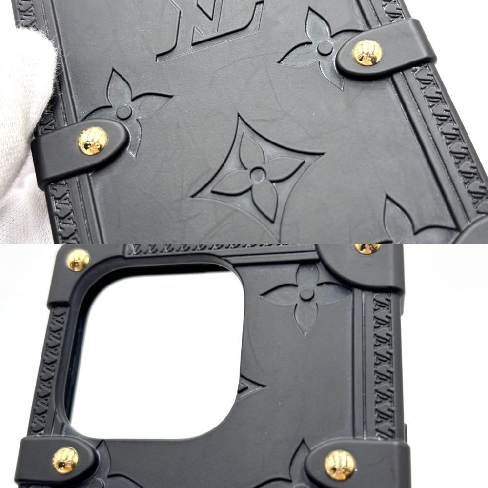 LOUIS VUITTON ルイヴィトン iPhoneケース モノグラム リ トランク IPHONE 14 PRO スマホショルダー フォンケース スマホケース M81997 ブラック 黒 ゴールド金具 レディース【中古品】