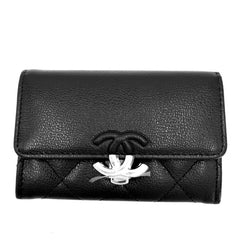 CHANEL シャネル コインケース マトラッセ ココマーク 小銭入れ カードケース 小物 キャビアスキン ブラック 黒 シルバー金具 レディース【中古品】
