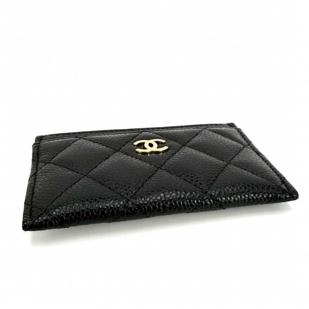 CHANEL シャネル カードケース マトラッセ クラシック　 定期入れ パスケース ココマーク 小物 AP0213 キャビアスキン ブラック 黒 ゴールド金具 レディース【中古品】