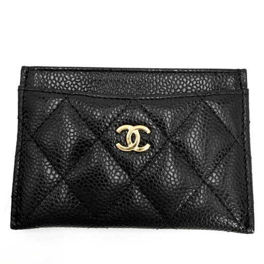 CHANEL シャネル カードケース マトラッセ クラシック　 定期入れ パスケース ココマーク 小物 AP0213 キャビアスキン ブラック 黒 ゴールド金具 レディース【中古品】