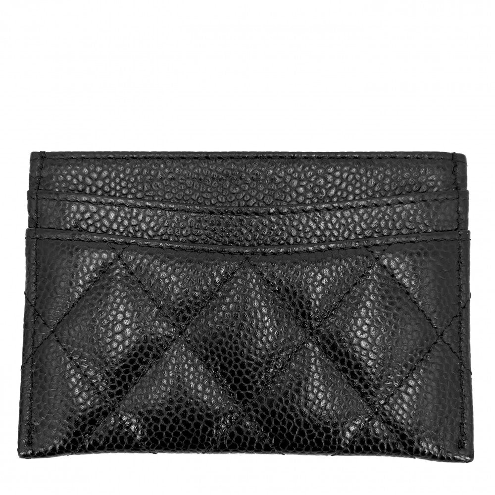 CHANEL シャネル カードケース マトラッセ クラシック　 定期入れ パスケース ココマーク 小物 AP0213 キャビアスキン ブラック 黒 ゴールド金具 レディース【中古品】