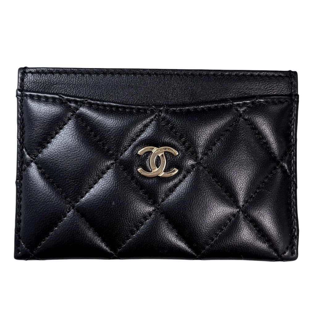 CHANEL シャネル カードケース ココマーク AP0213 ラムスキン ブラック 黒 ゴールド金具 レディース【中古品】