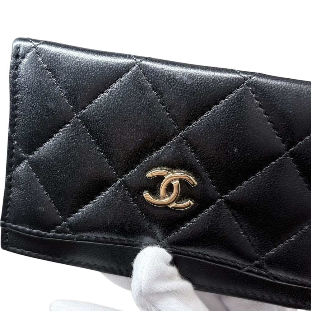 CHANEL シャネル カードケース ココマーク AP0213 ラムスキン ブラック 黒 ゴールド金具 レディース【中古品】