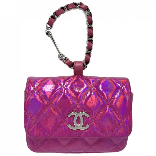 【開店SALE】 CHANEL シャネル ポーチ マトラッセ ココマーク チェーン ミニ 2023イヤーズギフト ピンク シルバー金具 レディース【中古品】