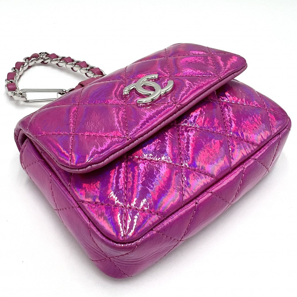 【開店SALE】 CHANEL シャネル ポーチ マトラッセ ココマーク チェーン ミニ 2023イヤーズギフト ピンク シルバー金具 レディース【中古品】