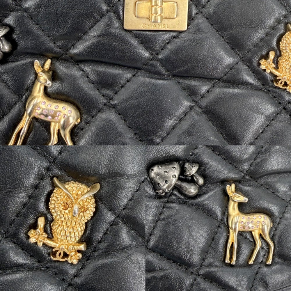 【開店SALE】 CHANEL シャネル ショルダーバッグ 2.55 チェーンウォレット アイコンチャーム　 マトラッセ ココマーク ポシェット 財布 ショルダーウォレット レザー ブラック 黒 ゴールド金具 レディース【中古品】