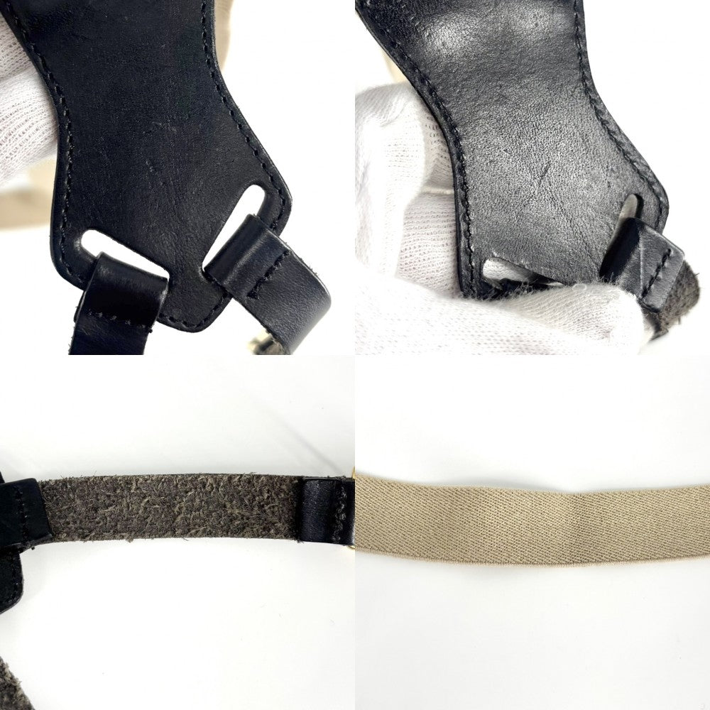 CHANEL シャネル ファッション雑貨 サスペンダー ロゴ ヴィンテージ ファッションアイテム キャンバス レザー ベージュ ブラック 黒 ゴールド金具 レディース【中古品】