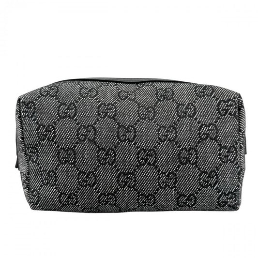 GUCCI グッチ ポーチ コスメポーチ 29595 GGキャンバス ブラック 黒 シルバー金具 レディース【中古品】