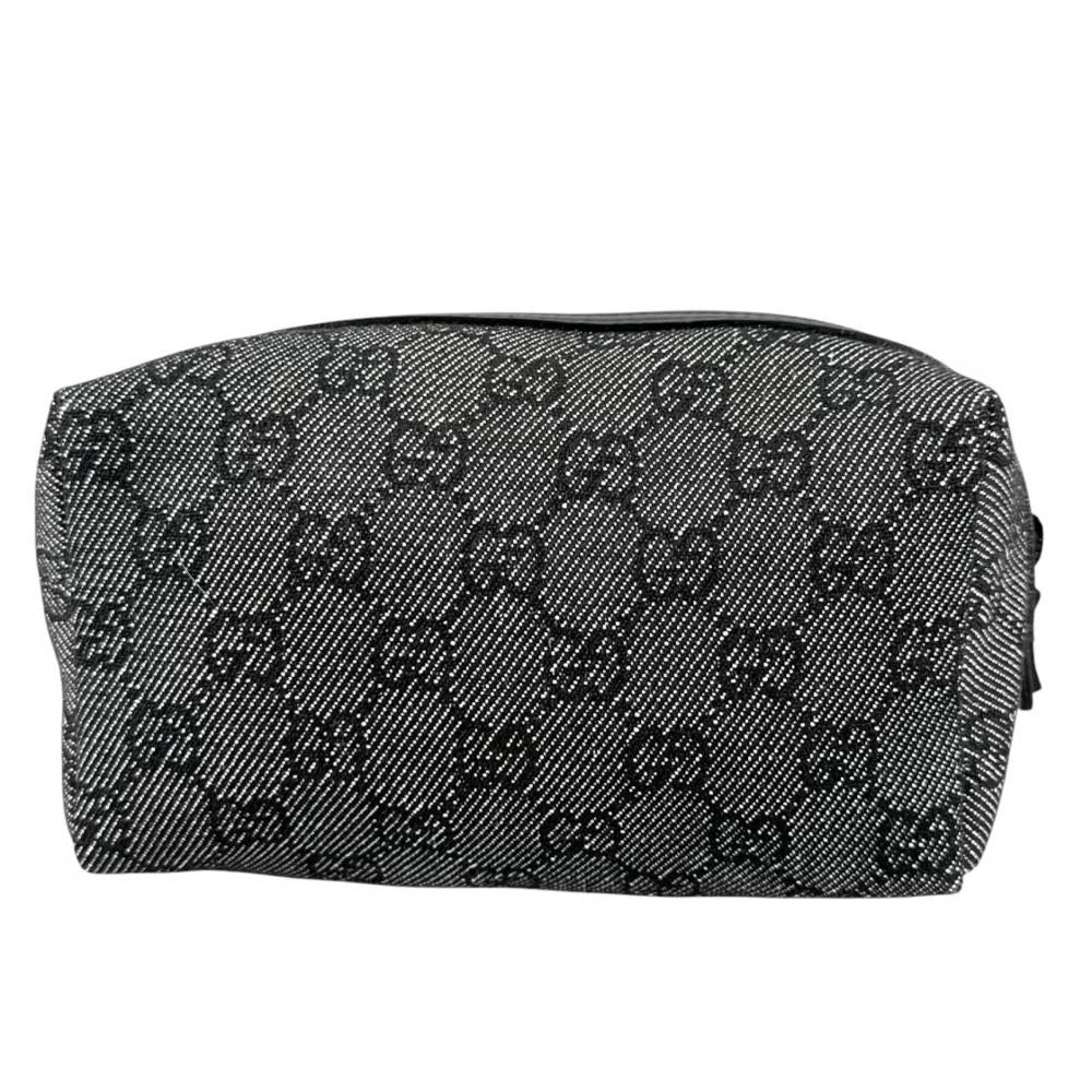 GUCCI グッチ ポーチ コスメポーチ 29595 GGキャンバス ブラック 黒 シルバー金具 レディース【中古品】