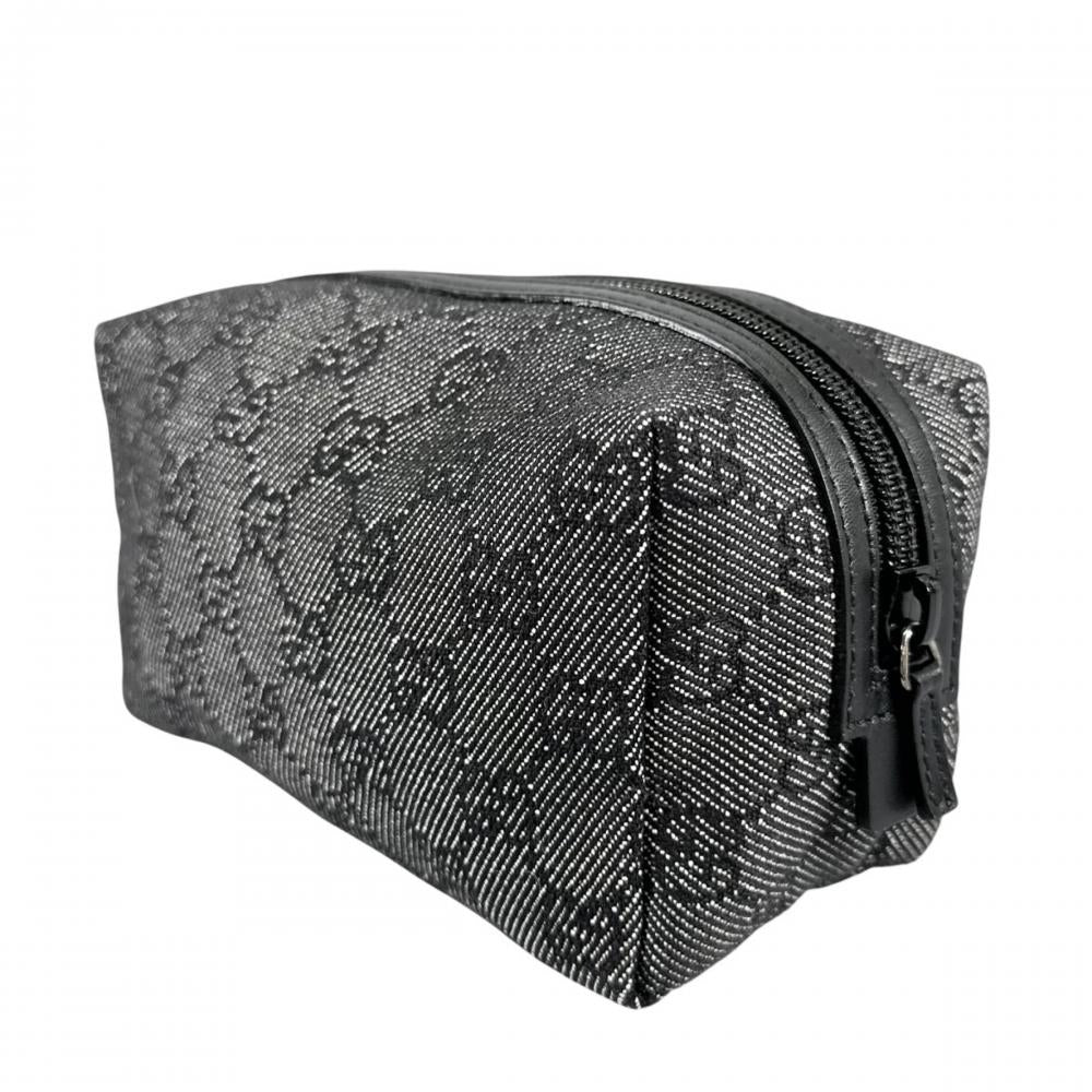 GUCCI グッチ ポーチ コスメポーチ 29595 GGキャンバス ブラック 黒 シルバー金具 レディース【中古品】