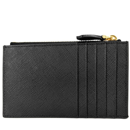 PRADA プラダ カードケース サフィアーノトライアングル カードケース コインケース 小銭入れ 財布 ミニウォレット メンズ レディース 小物 1MC086 レザー ブラック 黒 ゴールド金具 ユニセックス【中古品】