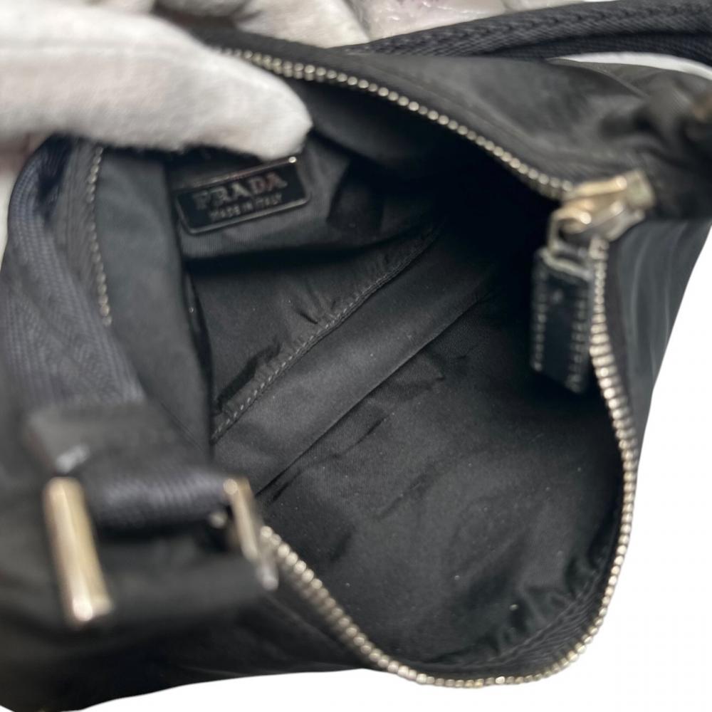 PRADA プラダ ハンドバッグ テスート トライアングルロゴ ナイロン ブラック 黒 シルバー金具 レディース【中古品】