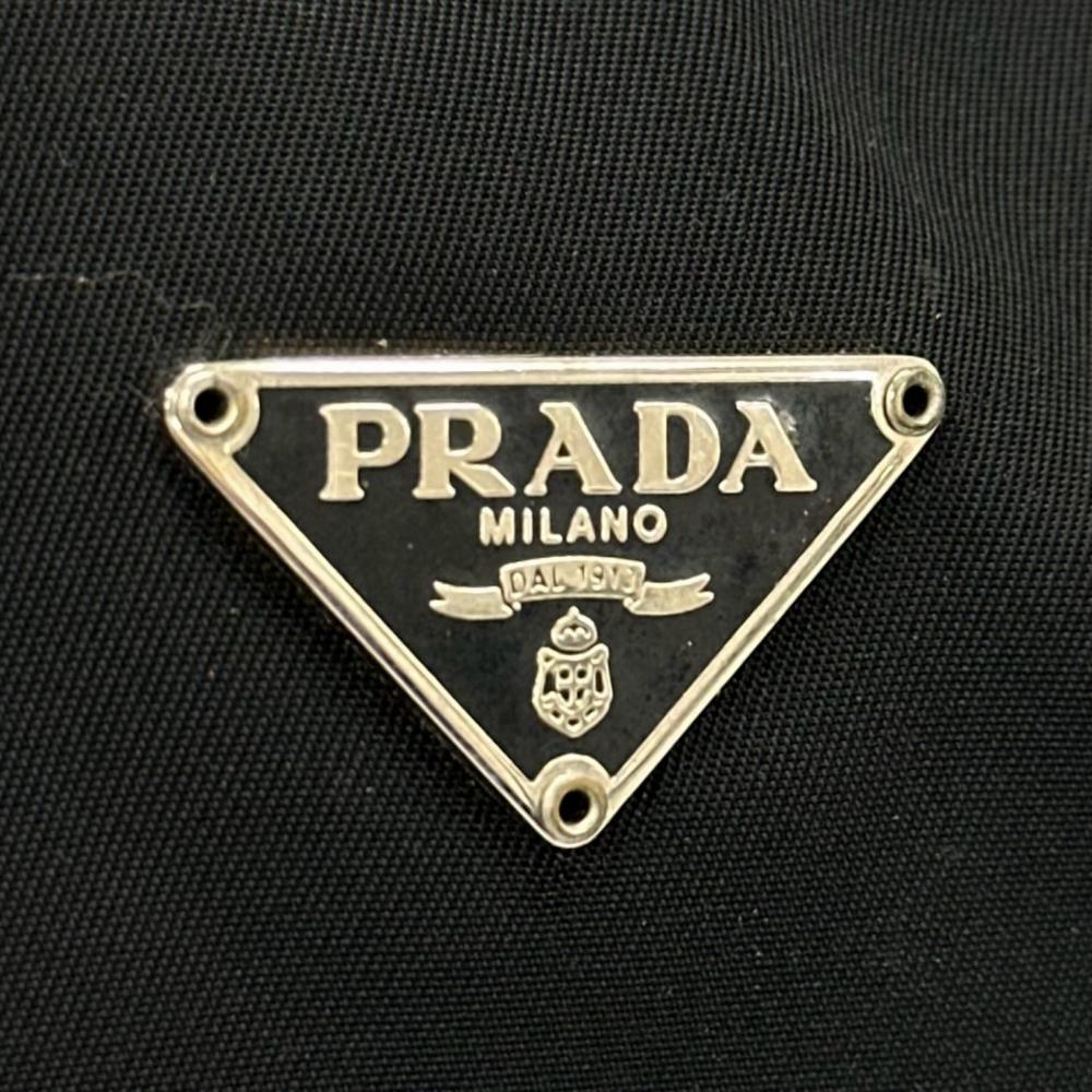 PRADA プラダ ハンドバッグ テスート トライアングルロゴ ナイロン ブラック 黒 シルバー金具 レディース【中古品】