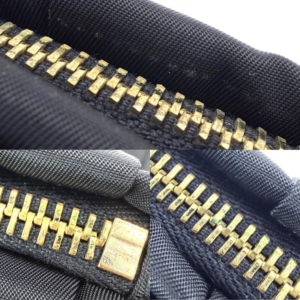 PRADA プラダ ポーチ リボン 1N1422 ナイロン ブラック 黒 ゴールド金具 レディース【中古品】