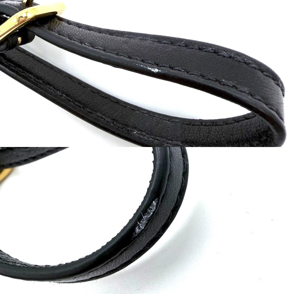 PRADA プラダ ポーチ リボン 1N1422 ナイロン ブラック 黒 ゴールド金具 レディース【中古品】