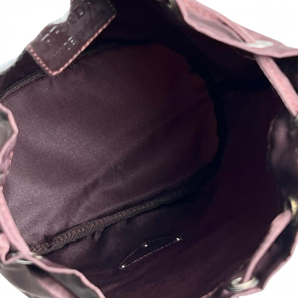 PRADA プラダ ポーチ ヴェラ 三角ロゴ 巾着 MV369 ナイロン バーガンディー シルバー金具 レディース【中古品】