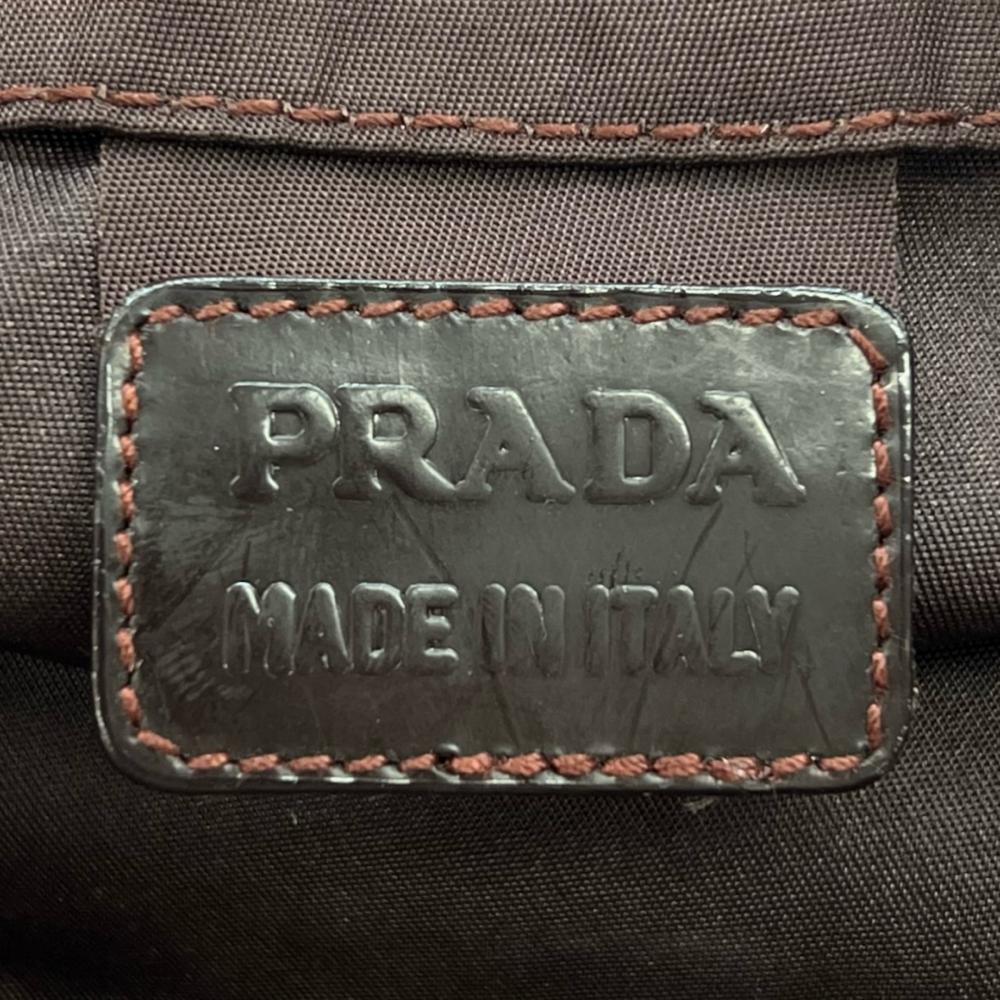 PRADA プラダ ポーチ ヴェラ 三角ロゴ 巾着 MV369 ナイロン バーガンディー シルバー金具 レディース【中古品】