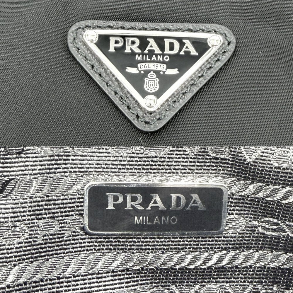 PRADA プラダ ポーチ スモール Re-Nylon ポーチ 1NS021 ナイロン ブラック 黒 シルバー金具 レディース【中古品】