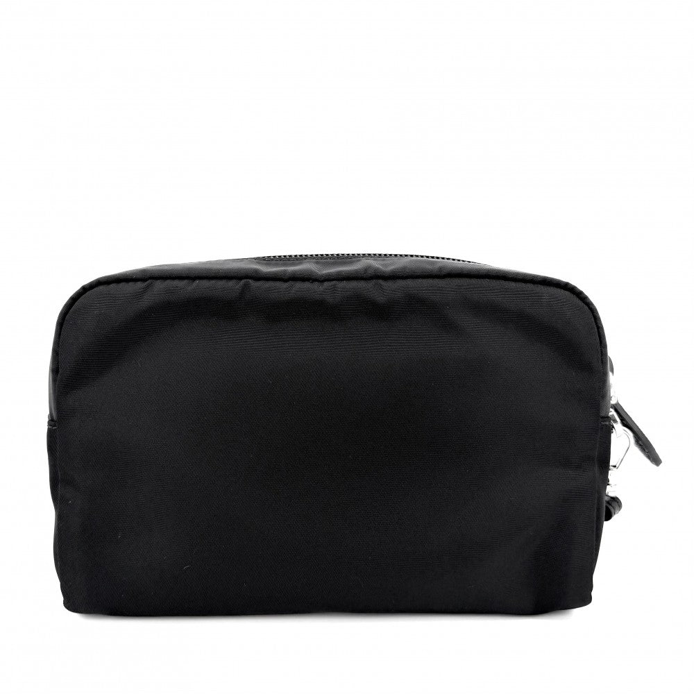 PRADA プラダ ポーチ スモール Re-Nylon ポーチ 1NS021 ナイロン ブラック 黒 シルバー金具 レディース【中古品】