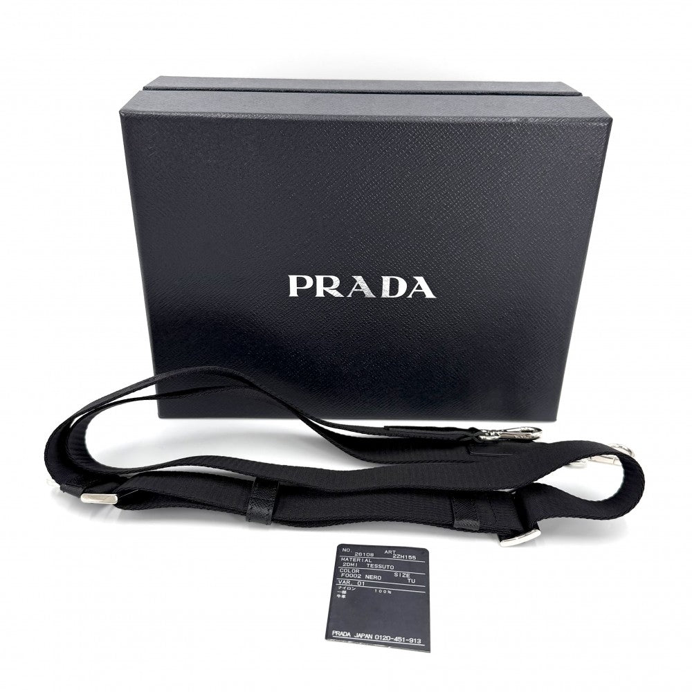 PRADA プラダ ショルダーバッグ スマートフォンケース トライアングルロゴ 2ZH155 ナイロン レザー ブラック 黒 シルバー金具 ユニセックス【中古品】