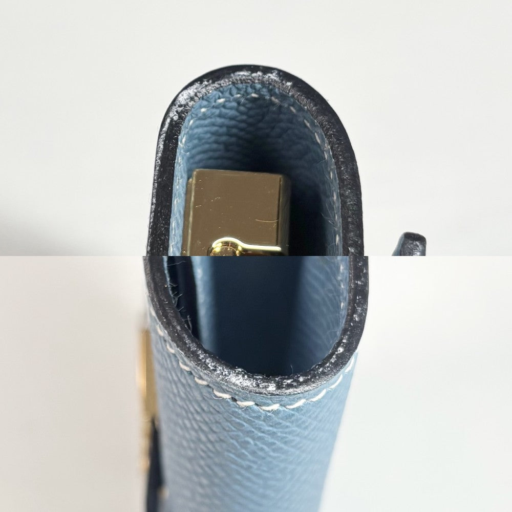 HERMES エルメス キーケース ベアン 4連 小物 □J刻印 レザー ブルー 青 ゴールド金具 ユニセックス 2006年【中古品】